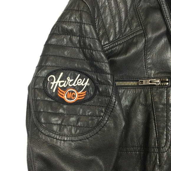 Harley Davidson Valley Motorcycle Jacket Black Leather Womens Size 1W 97166-13VW - Picture 3 of 12